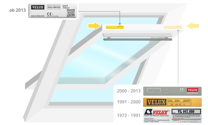 Position de la plaque signalétique Velux
